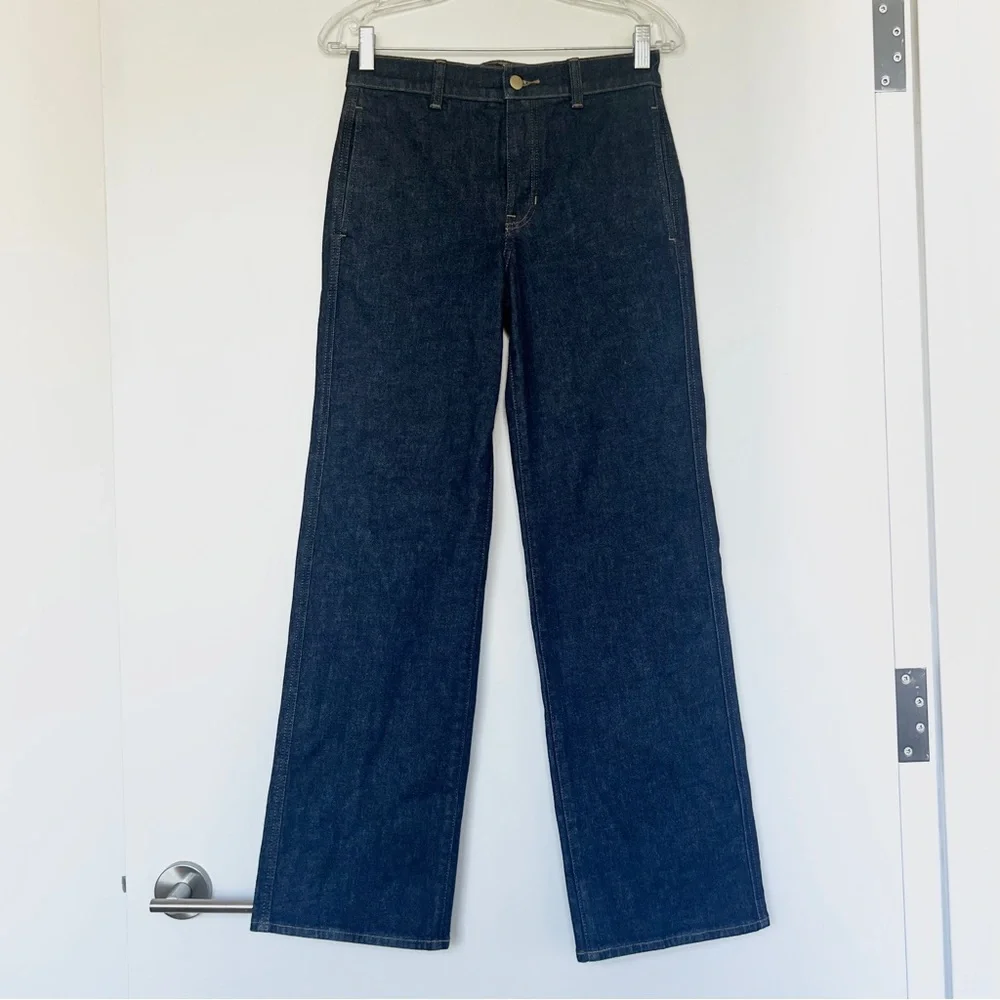 J Crew full length dark raw navy straight leg trouser jean - Picture 3 of 7
